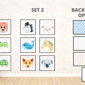 Baby Wild Animals Print Set of 6, Printable Nursery Wall Art Decor, Playroom Posters, Nursery Prints
