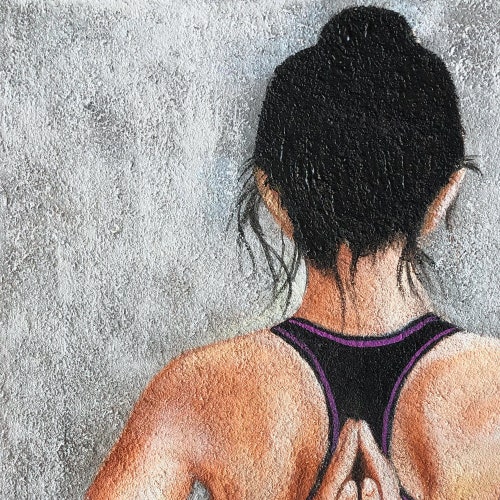 Yoga Painting on Canvas, Original Hand Painted Yoga Art, Inspirational Art, Yoga popular Artwork, Yoga Gift, Reverse Prayer Pose, 20