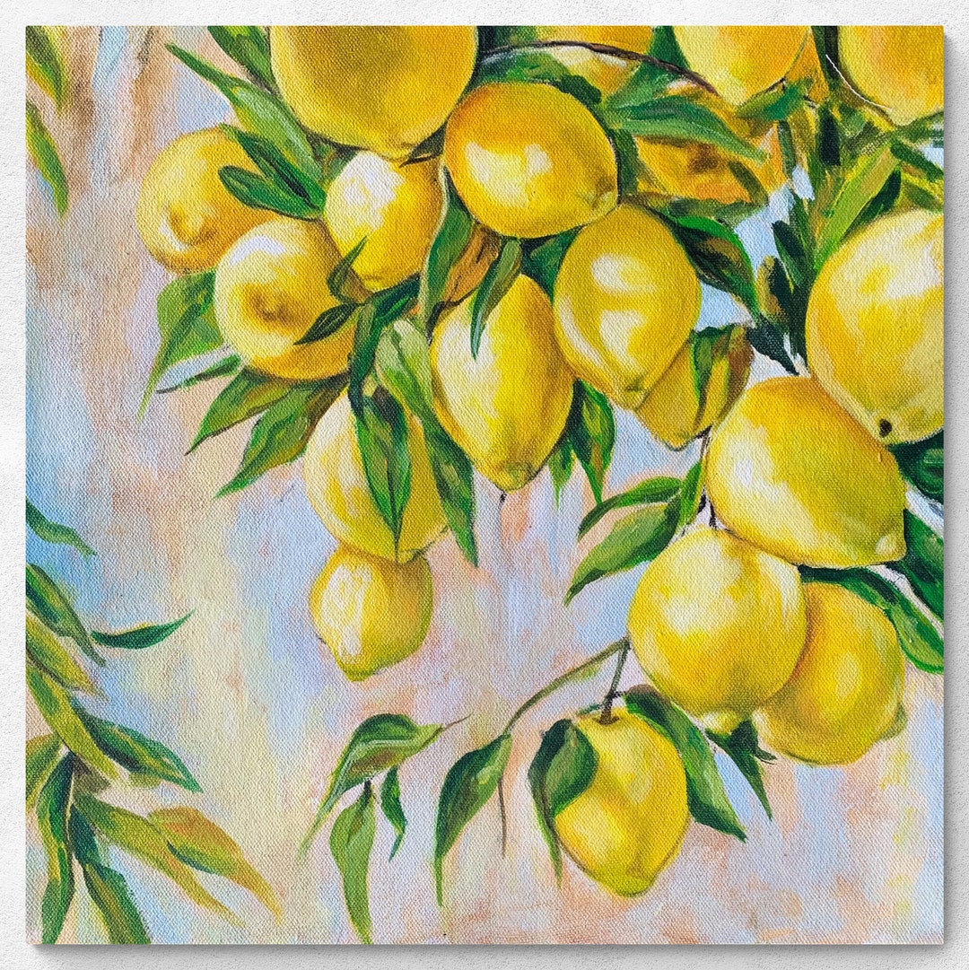 Lemon Painting Lemon Tree Printable Digital Painting Citrus Etsy