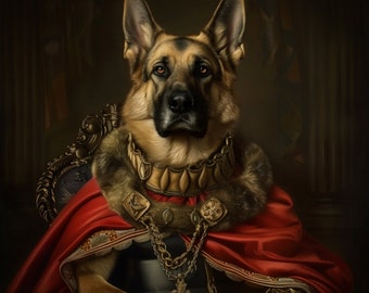 Custom Royal Pet Portrait, Renaissance Dog Painting, Pet Lovers Gift, Royal Portrait, Pet Portrait gift, Animal painting