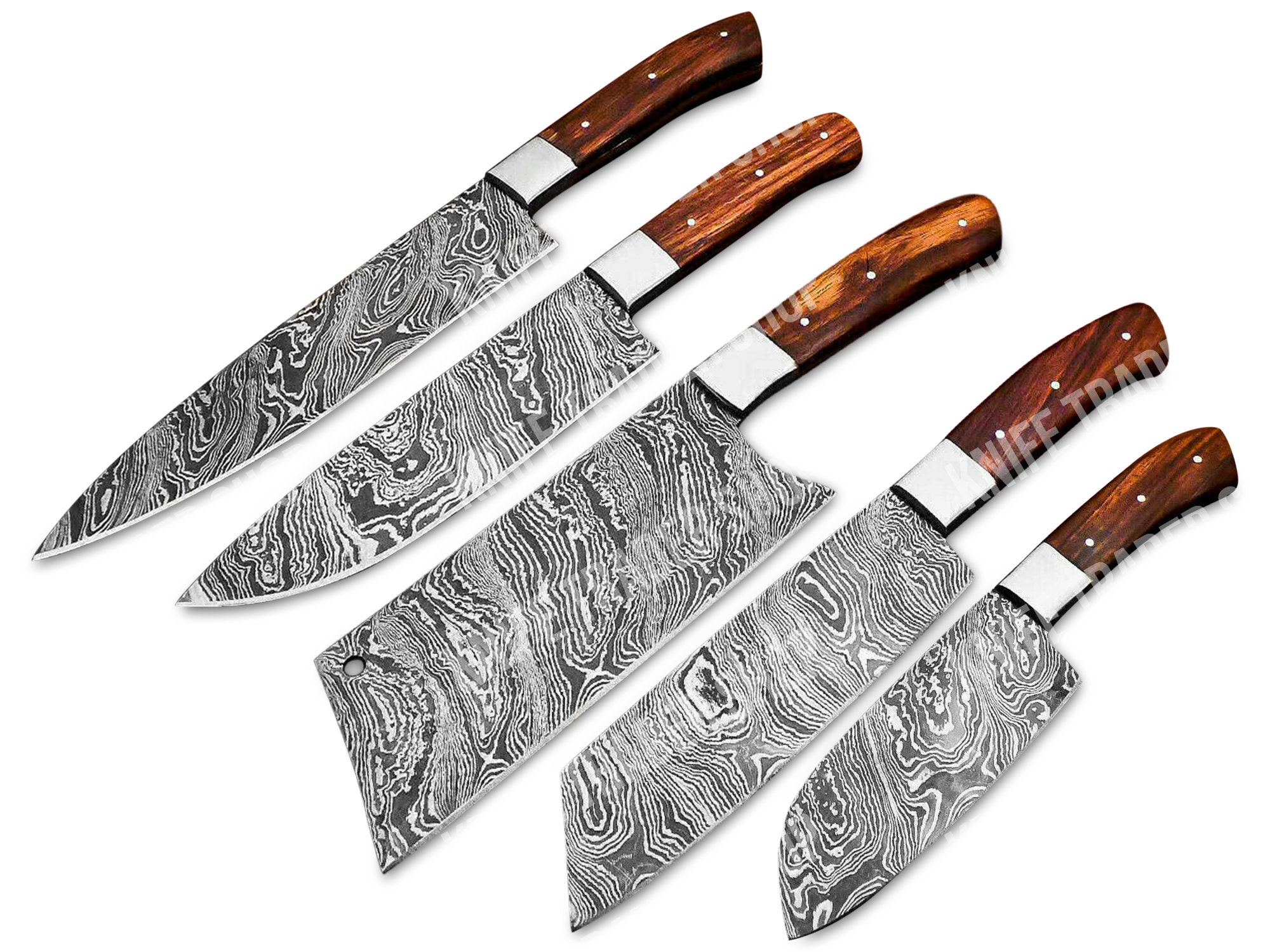 BEAUTIFULL FANCY CUSTOM HANDMADE CHEF KNIFE SET, HANDLE MADE STEEL  BOASTERS,WOOD – Knife Master Industry