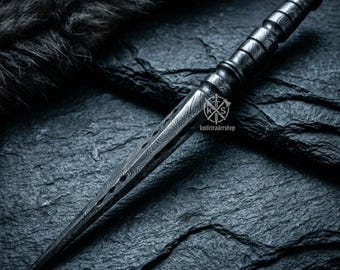 Hand Forged Damascus Steel Letter Opener, Twisted Desk Tool