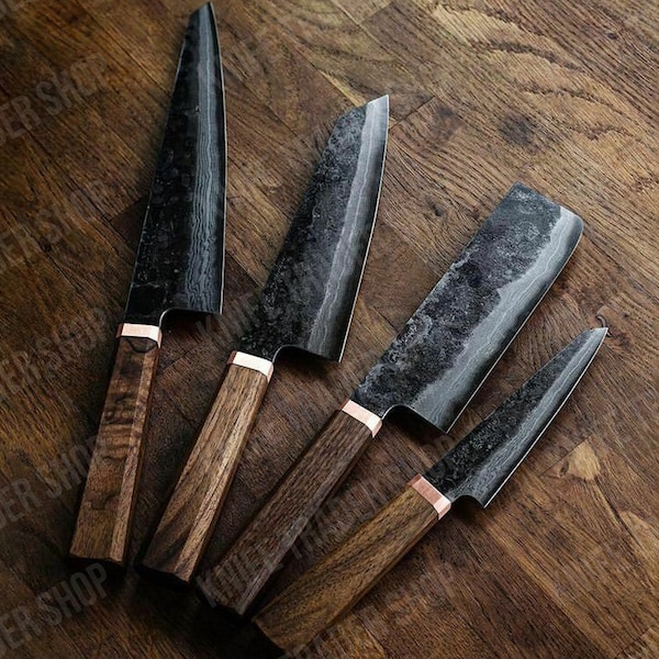 Handmade Chef Knife Set, Kitchen Knives Damascus Steel Blade, Perfect for Culinary Creations, Beautiful Gift