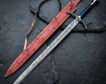 Handmade Damascus Steel Sword – Personalized Tactical Gift