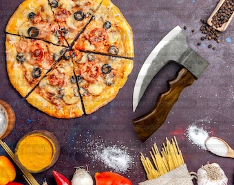 Handmade Viking Pizza Cutter Axe – Rose Wood & Stainless Steel