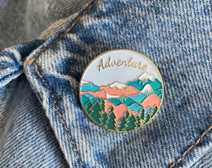 Boho Adventure Pin • Mountain Pin • Mountain Enamel Pin • Adventure Pin For Backpack