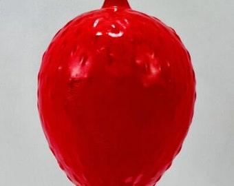 Antique Hand Blown Painted Glass Big Bumpy Strawberry Christmas Ornament Germany