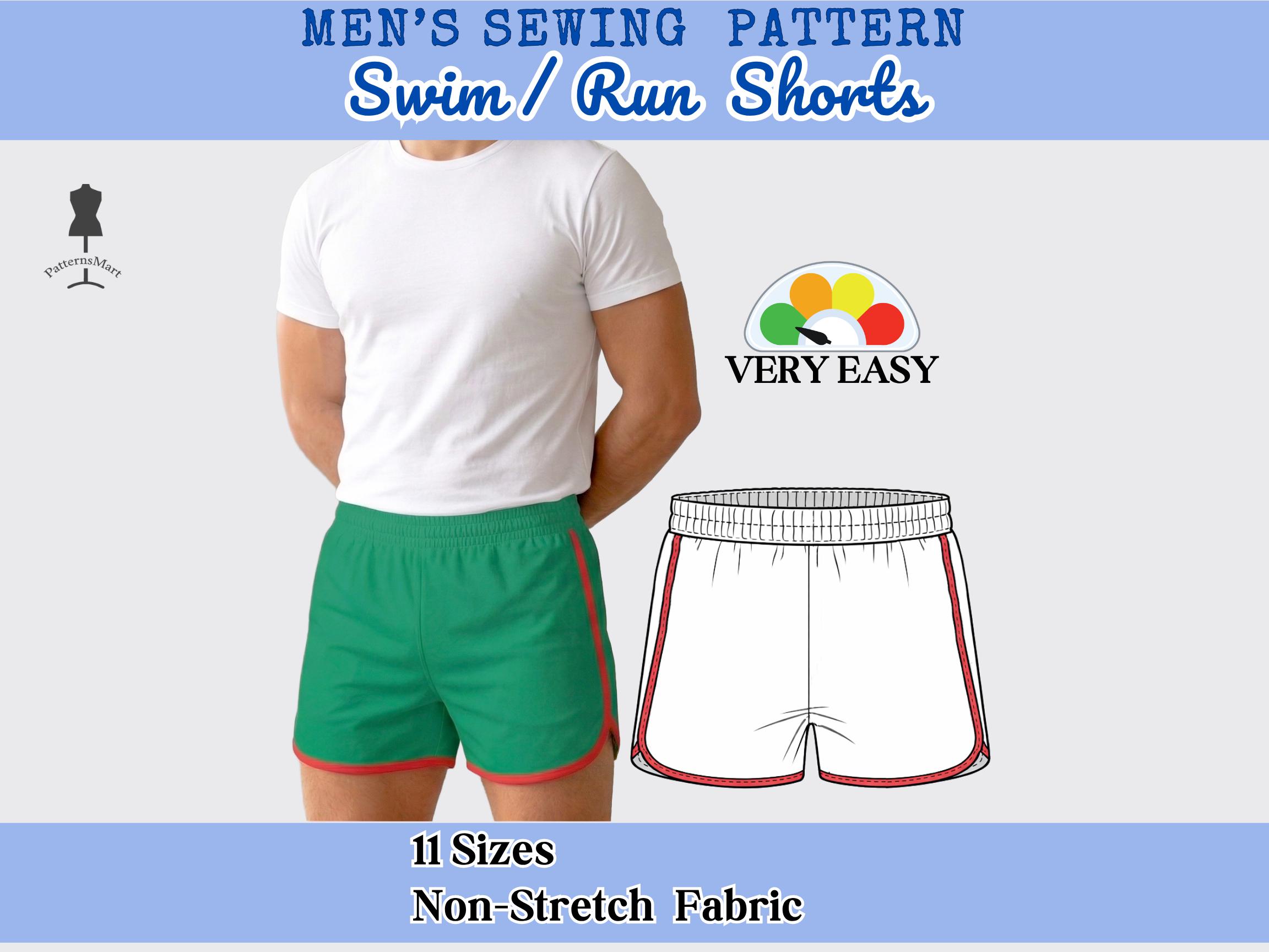 Men s Swim run Shorts Sewing Pattern Contrast Trim Easy PDF Pattern Men s Swim run Shorts Sewing Pattern Contrast Trim Easy PDF Pattern