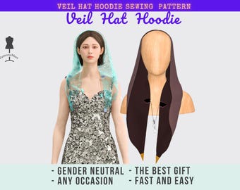 Hoodie Hat Veil Sewing Pattern: Gender Neutral, Easy DIY (PDF Download)