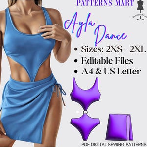 Swimwear Pattern Bikini , top, PDF download sew, diy, two pieces swim suit, trendy, piece of conversation, ice breaker
