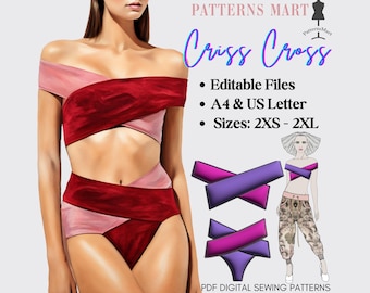 Mönster för Criss Cross-bikini, tvådelad baddräkt (PDF-nedladdning)