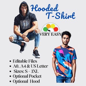 Men's T-Shirt Sewing Pattern: Hood & Pocket (PDF Download)