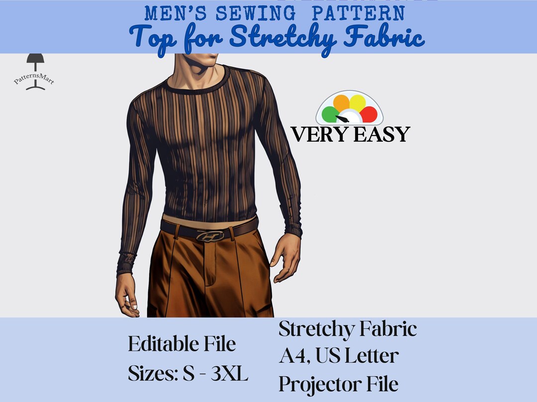Men's Stretchy Fabric Top: DIY Sewing Pattern (PDF Download) - Etsy