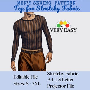 Camiseta de tela elástica para hombre: Patrón de costura para hacer tú mismo (Descarga en PDF)