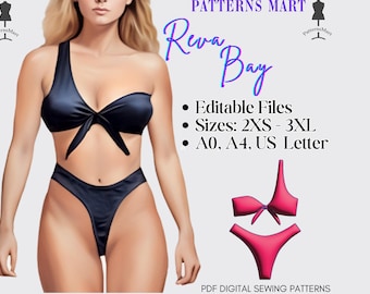 Swimwear Sewing Pattern, Bikini or Top DIY (PDF Download)