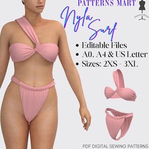 Swimwear Bikini Sewing Pattern PDF download to sew. diy, hot, trendy, piece of conversation, ice breaker, unique sewing pattern