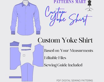 Custom Men's Yoke Shirt Sewing Pattern: Made to Measure (PDF Download)