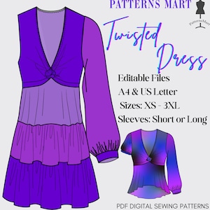 Patron de couture de haut ou de robe torsadée : Boho Party DIY (téléchargement PDF)