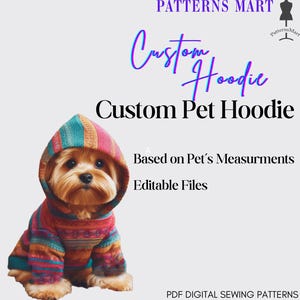 Custom Pet Hoodie Sewing Pattern: DIY Dog Cat Clothes (PDF Download)