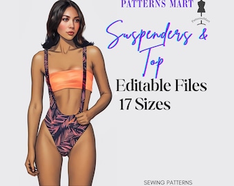 Swimwear Suspenders and Top Sewing Pattern: Swimwear DIY (PDF Download)