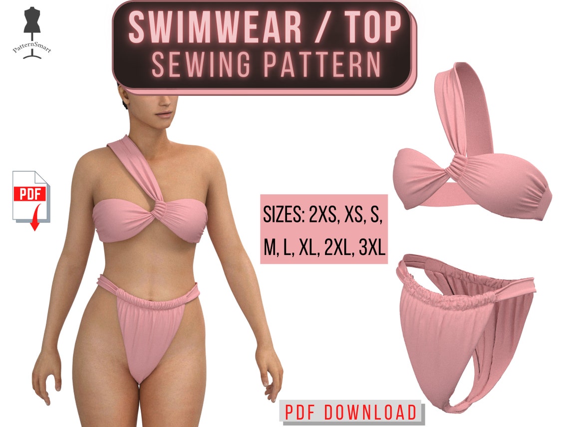 Swimwear Bikini Sewing Pattern PDF Download to Sew. Diy Hot Etsy