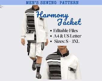 Men's Shirt Jacket Sewing Pattern: Sizes S-3XL (PDF Download)