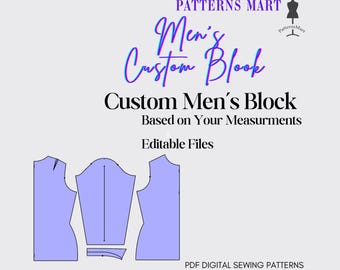 Custom Men's Block Sewing Pattern: Long Sleeves (PDF Download)