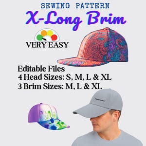 Patrón de costura para gorra de béisbol de ala extralarga (4 tamaños): Fácil de hacer tú mismo (descarga en PDF)