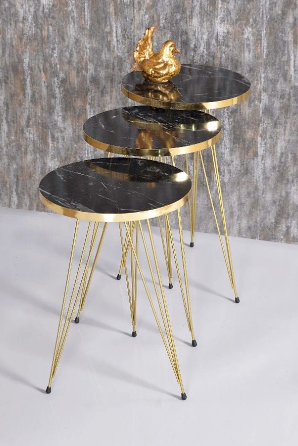 Coffee Table Gold Coffee Table Set of 3 Coffee Table Retro Etsy Australia