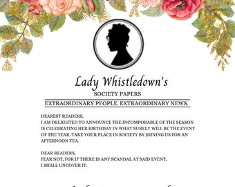 Invitación a los documentos de la sociedad Lady Whistledown