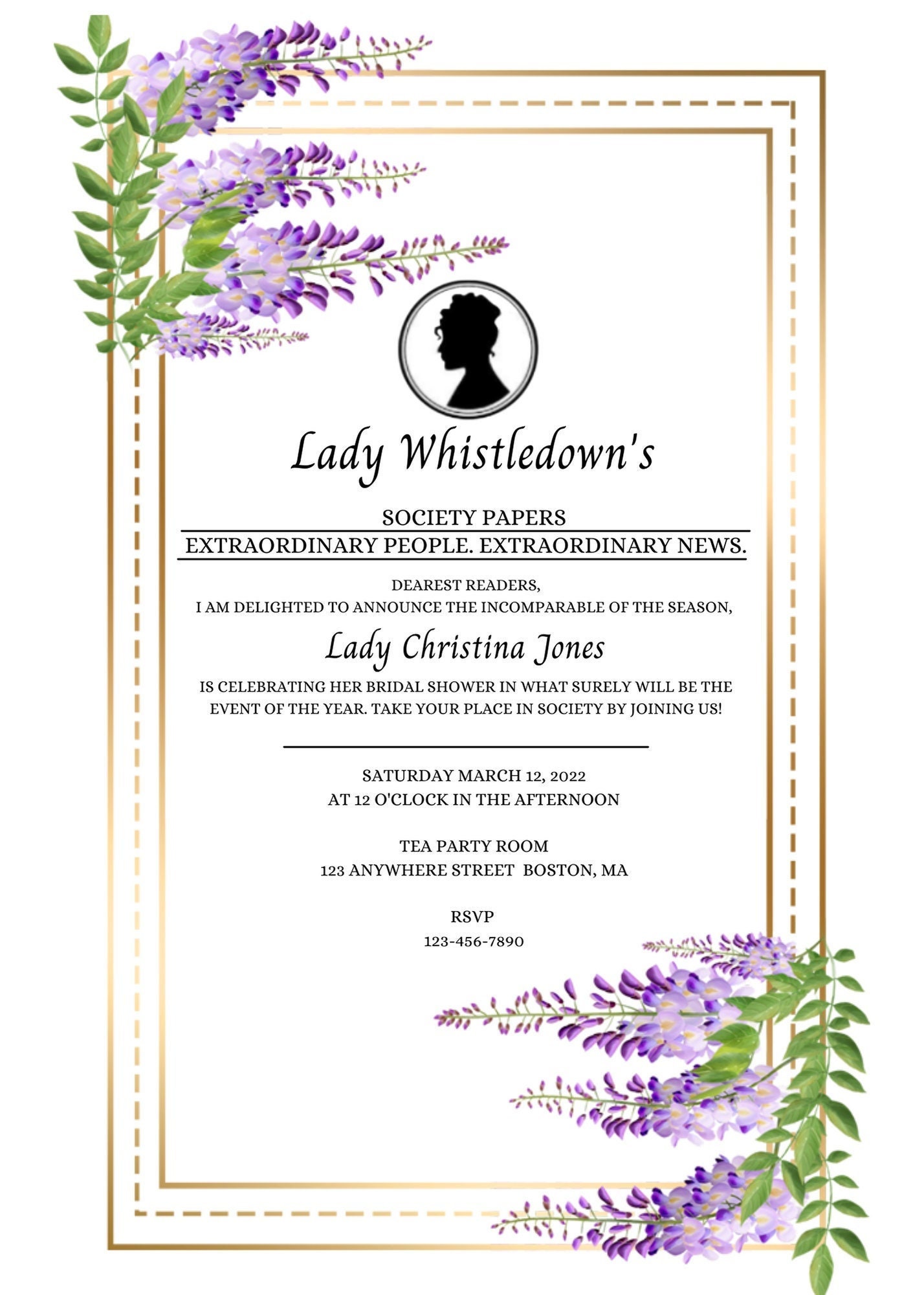 Bridgerton Theme, Bridal Shower Invitation, Lady Whistledown's Society Bridgerton Theme, Bridal Shower Invitation, Lady Whistledown's Society