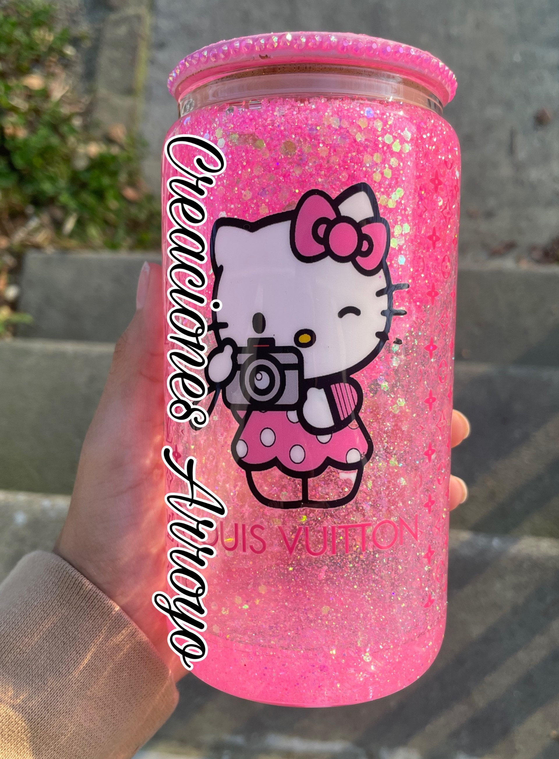 Hello Kitty Glass Globe Cup 16 Oz Etsy