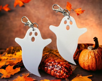 Llavero de fantasma espeluznante - Resistente al calor - Llavero de Halloween con gancho giratorio - Accesorio