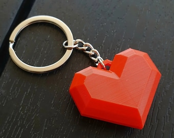 8-Bit Heart Keychain - Retro Pixelated Love Charm