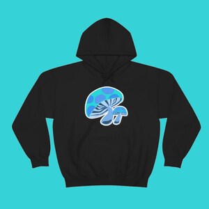 Neon Blue Mushroom Sweatshirt, Pullover Hoodie, Mushroom Lovers Gift