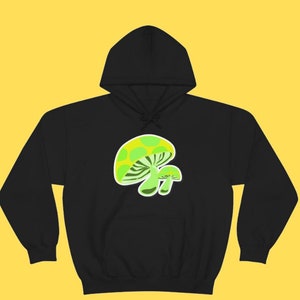 Neon Green Mushroom Sweatshirt, Pullover Hoodie, Mushroom Lovers Gift