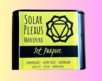 Solar Plexus Chakra Candle: Crystals, Herbs, Essential Oils