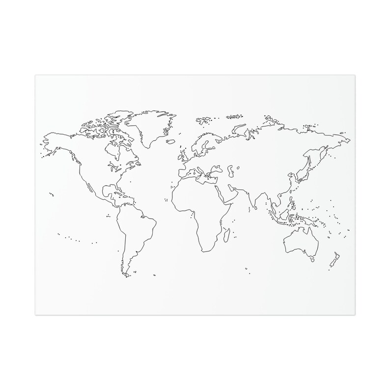 World Map Wall Art Minimalist Matte Poster, Eclectic Trendy Minimalist