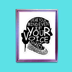 Ruth Bader Ginsburg Printable Wall Art, Feminist Poster, RGB Wall Art, Feminist Art Print,  Empowered Women Print, Affirmation Art Print