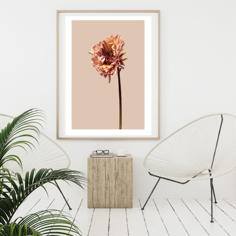Dusty Pink Flower Wall Art Matte Poster, Minimalist Wall Art, Zen Wall
