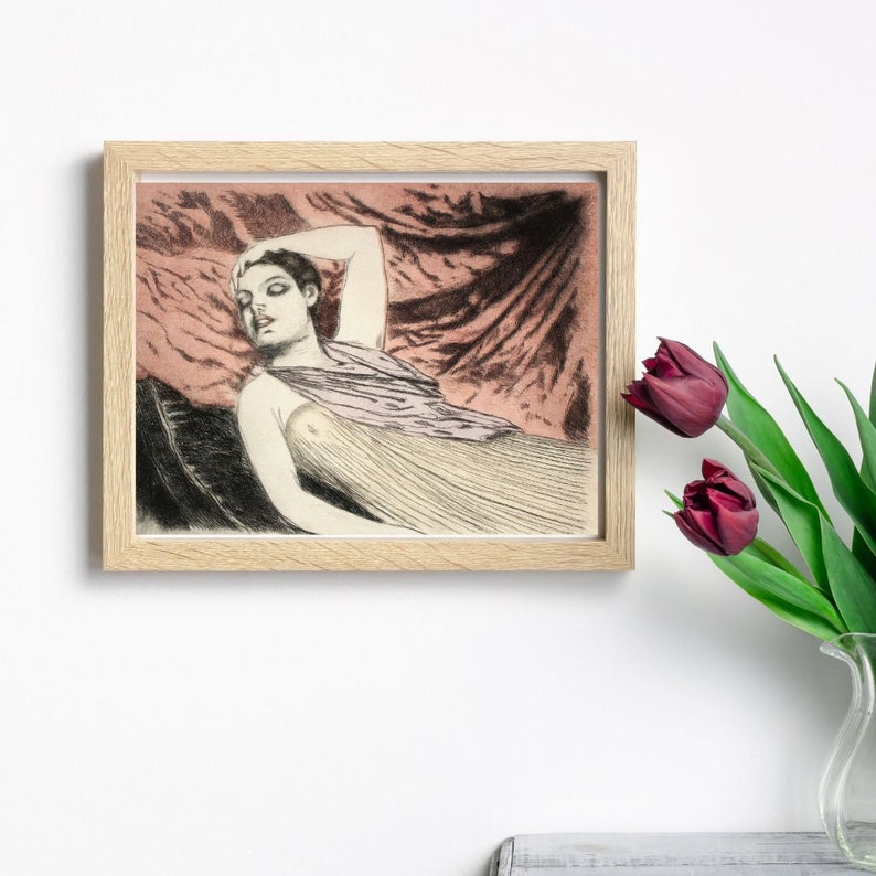 Vintage Nude Art Matte Poster Sleeping Woman By Theodore Etsy Australia