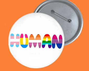 Botón trasero con el símbolo de los derechos humanos del orgullo LGBTQ: regalo feminista