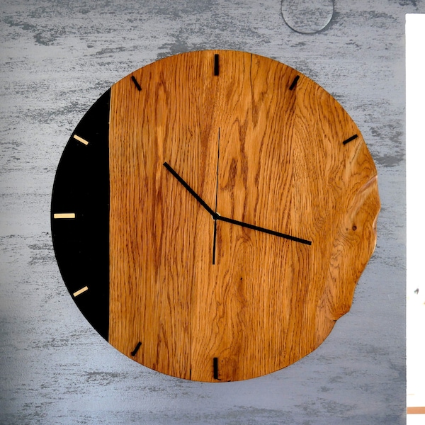 Epoxy resin and oak wood wall clock