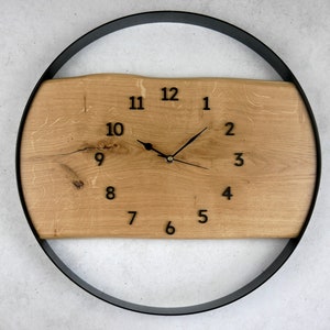 Unieke eikenhouten wandklok 45 cm - Handgemaakt