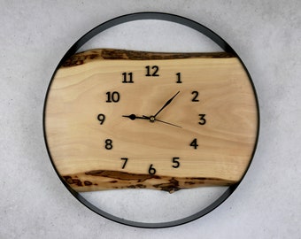 Horloge murale unique en bois de noyer 40 cm - Faite à la main