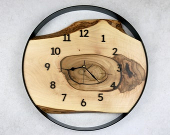 Einzigartige Walnuss Holz Wanduhr 40 cm - Handgemacht