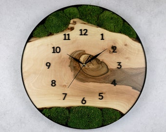Horloge murale unique en bois de noyer avec coussin mousse 45 cm - Fait main