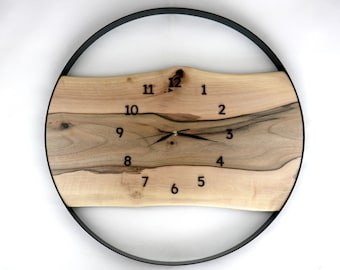 Große Walnuss Holz Wanduhr 60 cm - Handgefertigt