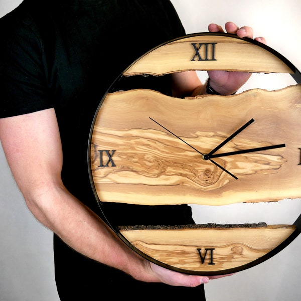 Horloge murale olive sur mesure. Horloge murale pour le salon, la chambre, le bureau.