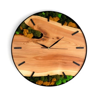 Custom made wall clock with moss. Clock with moss for the living room, bedroom, office. image 6